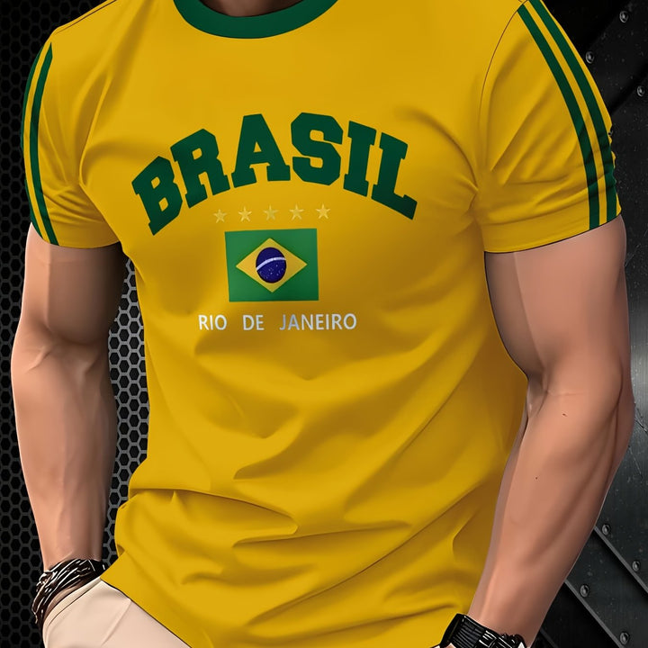 Camiseta masculina com estampa da bandeira brasileira