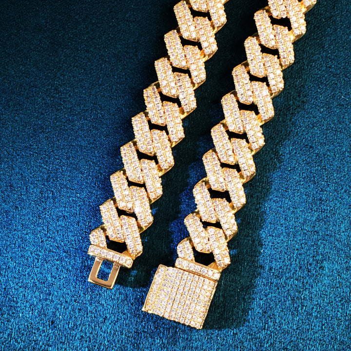 Pulseira de corrente cubana Miami de 14 mm para homens e mulheres