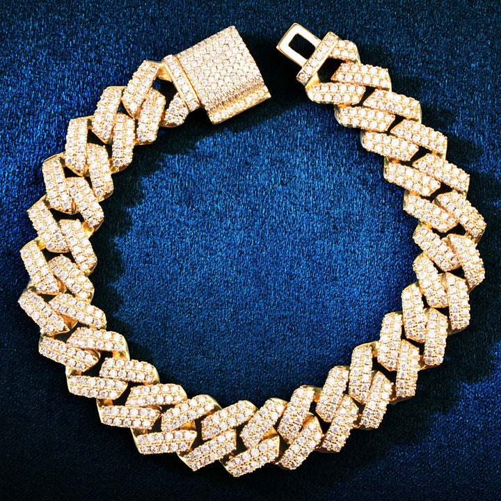 Pulseira de corrente cubana Miami de 14 mm para homens e mulheres