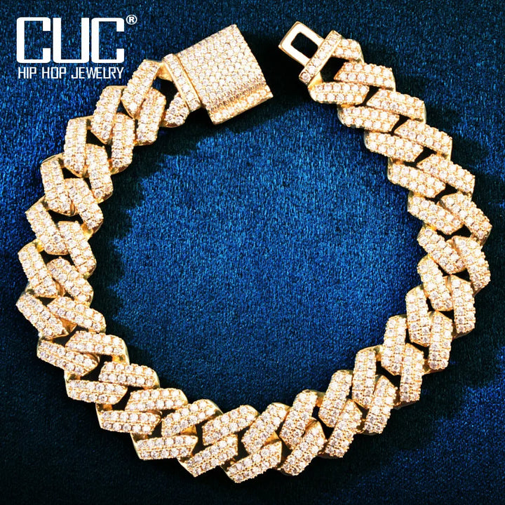 Pulseira de corrente cubana Miami de 14 mm para homens e mulheres