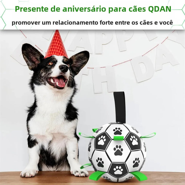 Bola de futebol para cães com alças