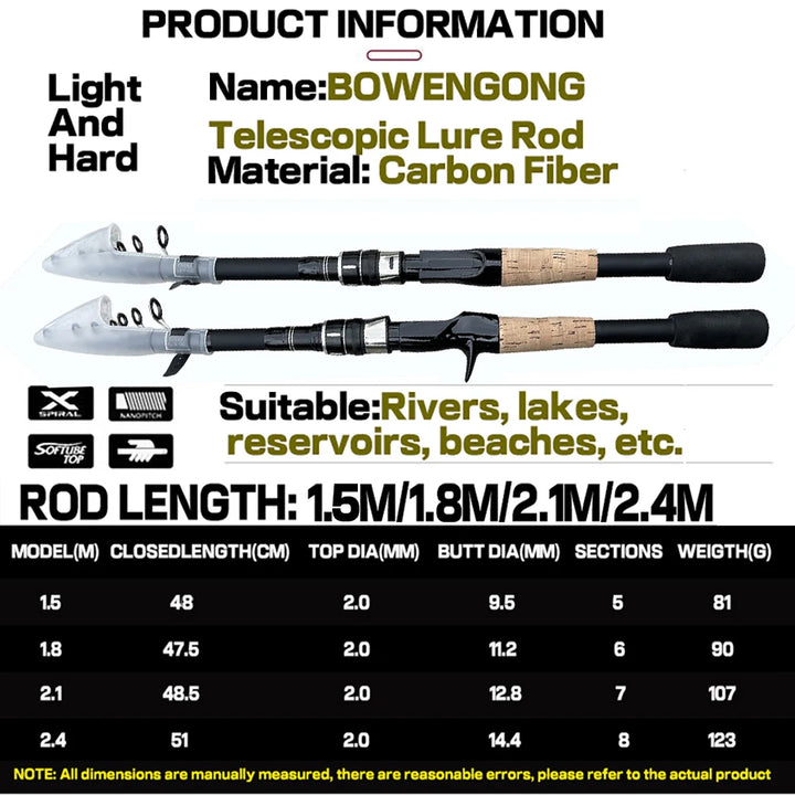 Equipamento de pesca,Vara de pesca telescópica