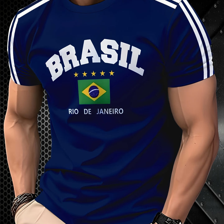 Camiseta masculina com estampa da bandeira brasileira